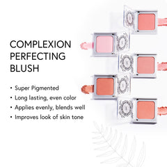 Honeybee Gardens Rendezvous shade on cheek shows soft neutral rose for everyday versatility.