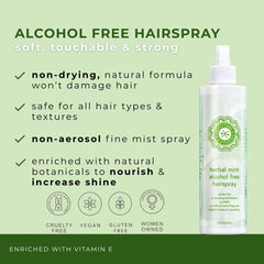 Honeybee Gardens Hair Spray Herbal Mint mist for all-day shaping and shine.