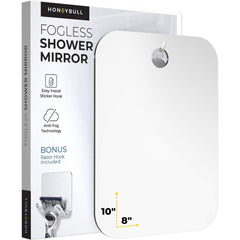 Honeybull fogless mirror with anti-fog coating delivers clear reflections in steamy showers.