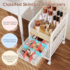 Hongtamoya skincare organizer bathroom setup illustrates mobile convenience and easy access near vanity.