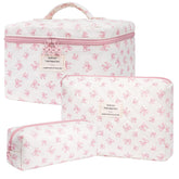 Honitty makeup bag floral-quilted large, ideal to organize cosmetics on travels