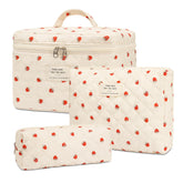 honitty makeup bag with quilted floral pattern for organized cosmetics on the go