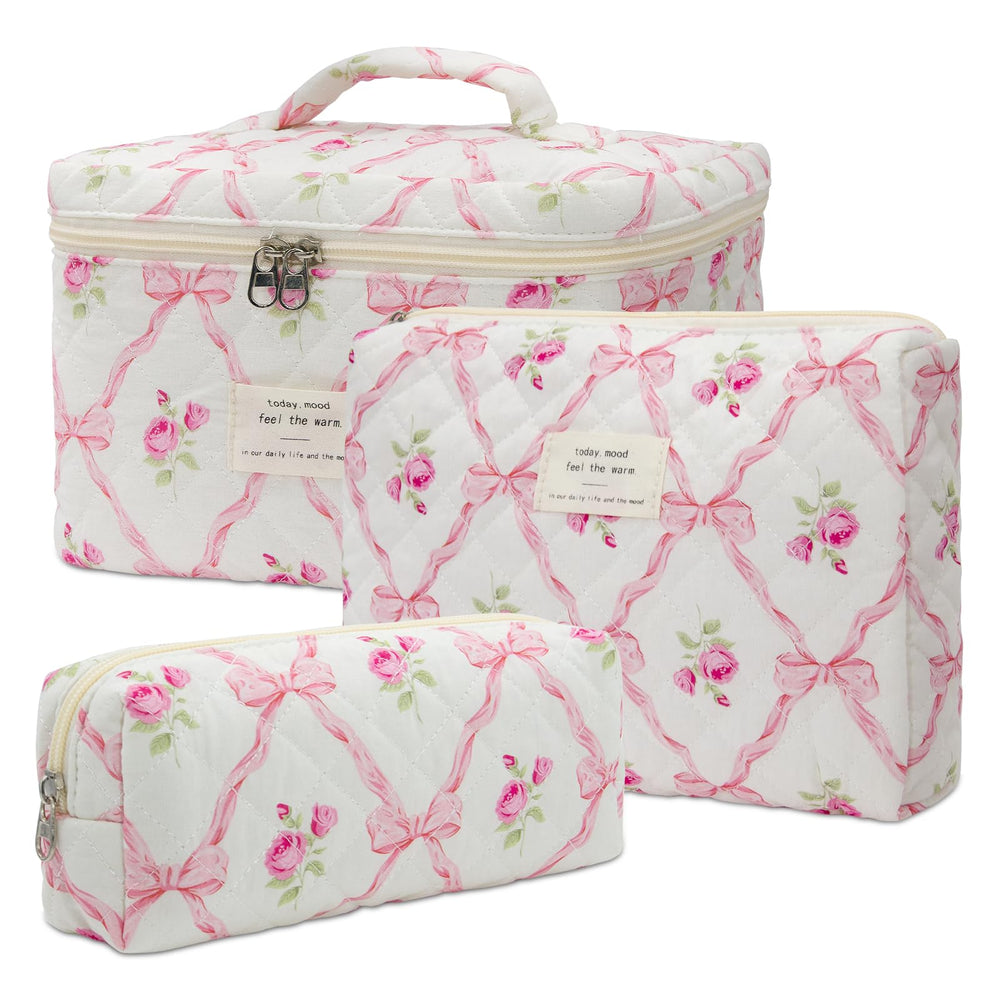 honitty quilted floral makeup bag for cosmetics storage with stylish storage
