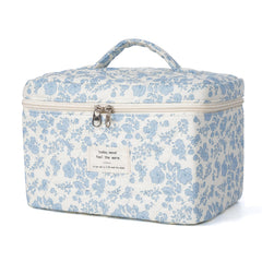 Honitty makeup bag with quilted floral pattern for organized cosmetics on the go