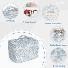Honitty makeup organizer lid-compartment keeps items separated for quick access