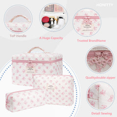 Honitty travel cosmetic bag soft-foldable, lightweight for easy packing