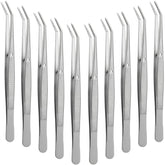 Honoson 10-pcs curved-tip tweezers pack for precise crafting and quick part handling.