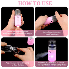 Honoson 2Nano facial mister dispenses a fine spray for refreshing skin.