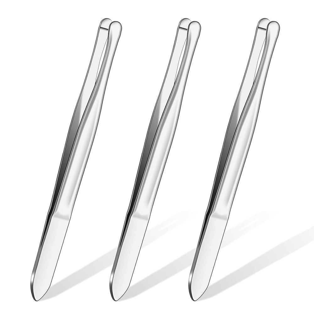 Honoson 3-piece round-tip tweezers set, front view, compact precision for hair removal.