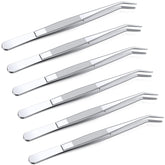 Honoson 6 Pcs curved-tip tweezers set; curved serrated tips for precise crafting.