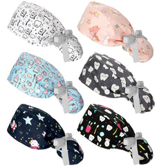Honoson six-piece dental scrub caps pack front view for breathable all-day comfort.