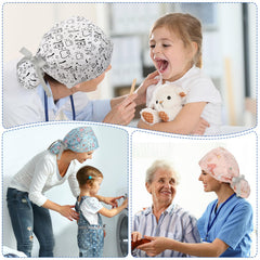 Honoson rose-pattern scrub caps back view adds stylish, comfortable wear.