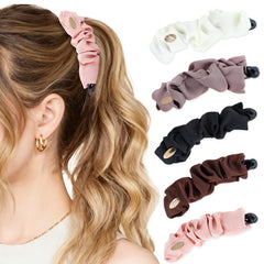 Hoojoot satin banana hair clip in black with secure hold for fine hair