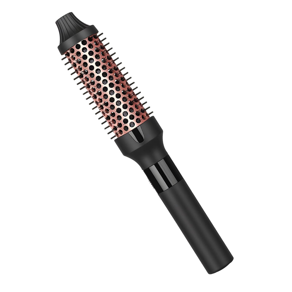 Hopopower curling brush 1-25-inch close-up shows ceramic tourmaline for shiny curls.