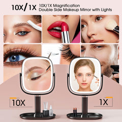 Horyliin makeup mirror 360° adjustable base for comfortable angles.