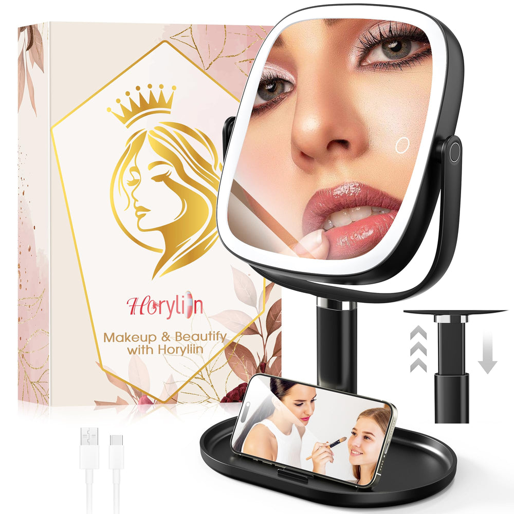 Horyliin makeup mirror with lights 10x magnification for precise lash work.