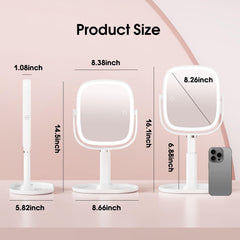 Horyliin makeup mirror lights 1x view for full-face makeup at desk