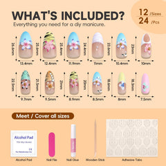 HOSAILY 24-piece nails with glue and tools for easy at-home application.