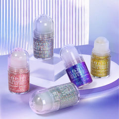 HOSAILY roll-on glitter application on face for radiant festival-ready sparkle.
