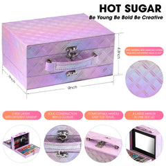 Hot Sugar train-case with diamond pattern showcases durable, reusable makeup storage.