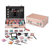 Hot Sugar makeup kit train case in gold checkerboard keeps teen cosmetics organized.