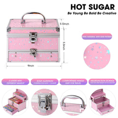 Hot Sugar teens makeup kit train case closed highlights portability and compact travel-ready design.