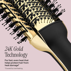 HOT TOOLS 24K Gold Charcoal One-Step Styler barrel closeup showing even heat distribution for smooth results.
