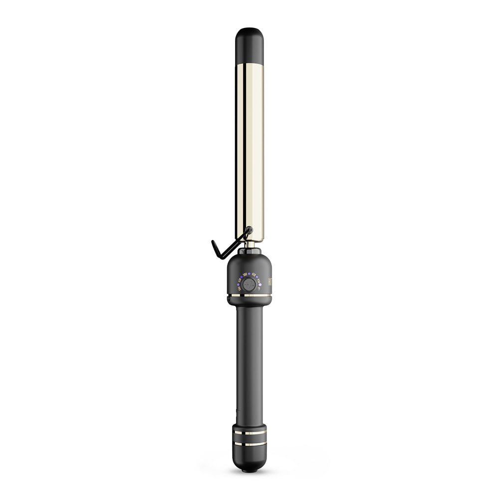 HOT TOOLS 24K Gold extended barrel wand close-up highlighting even heat distribution for smooth styling.