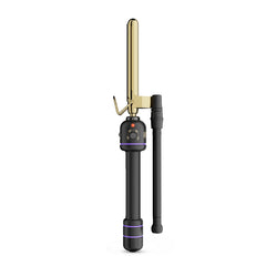 HOT TOOLS Pro Artist 24K Gold Marcel iron barrel closeup shows defined curls with even heat.