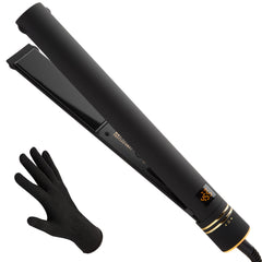 HOT TOOLS Pro Artist Black Gold Flat Iron close-up plates deliver ultra-smooth salon finish