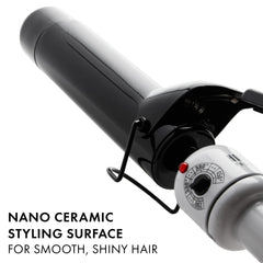 Foldaway stand on HOT TOOLS Pro Artist Nano Ceramic Curling Iron/Wand keeps it ready on the vanity.