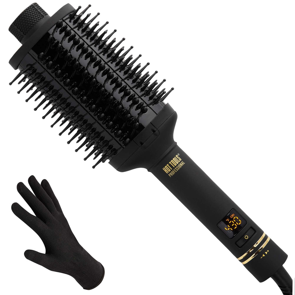 HOT TOOLS Pro Artist Oval Brush top view shows sleek black-gold design for effortless styling