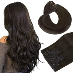 Hotbanana clip in extensions 18inch front view show natural blend