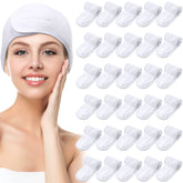 Hoteam spa headband white front view shows the adjustable fit