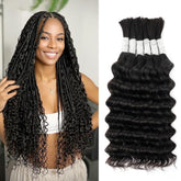 Hotlulana human braiding hair deep wave 14inch close-up texture for natural volume.