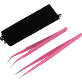 Hotop straight-tip tweezer in pink for precise lash placement and grafting control.
