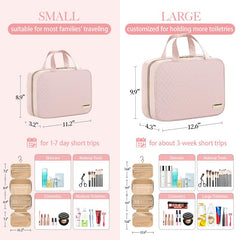 HOTOR Cosmetic bag with sturdy metal hook ready for bathroom hanging.