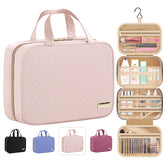 HOTOR travel toiletry bag with hanging hook keeps cosmetics organized and within reach.