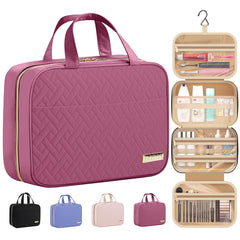 HOTOR travel toiletry bag in Rosewood-Pink, compact closed design for easy packing.