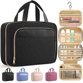 HOTOR travel toiletry bag with waterproof material keeps cosmetics dry on trips.