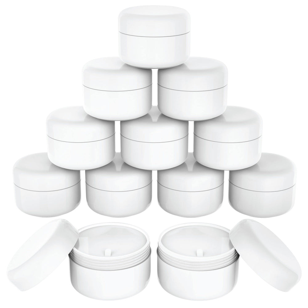 Houseables lotion jars white PP lids closeup with durable air-tight seal for creams.