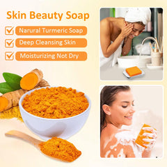 HOYEHOLA Jabon Kojico Curcuma ingredientes naturales — mezcla de curcuma, ácido kojico y manteca nutritiva.