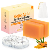 HOYEHOLA Kojic Turmeric Soap Bar packaging signaling a gentle brightening routine