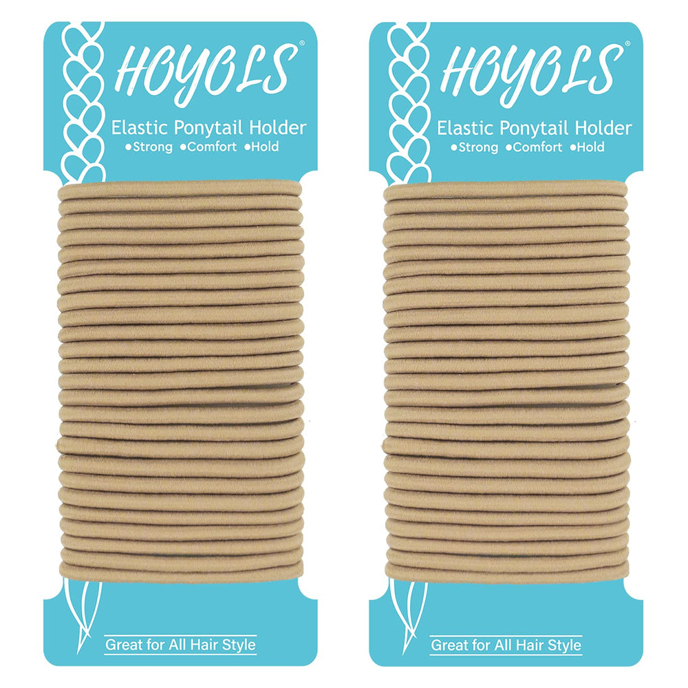 HOYOLS light blonde ponytail holders pack closeup shows soft elastic for everyday ponytails