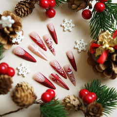 HPYFOI candy cane design nails adding holiday charm for events