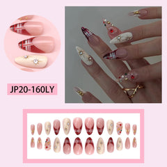 HPYFOI dazzling nail gems plaid detail enhances festive looks with sparkle and charm.