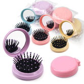 HQSLsund folding travel mirror brush compact case for on-the-go touchups.
