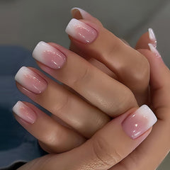 Hrnsnails medium square press-on nails pink-ombre set for quick at-home manicure