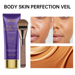 HRTTUO Waterproof leg makeup application highlights smooth blending for even skin tone.