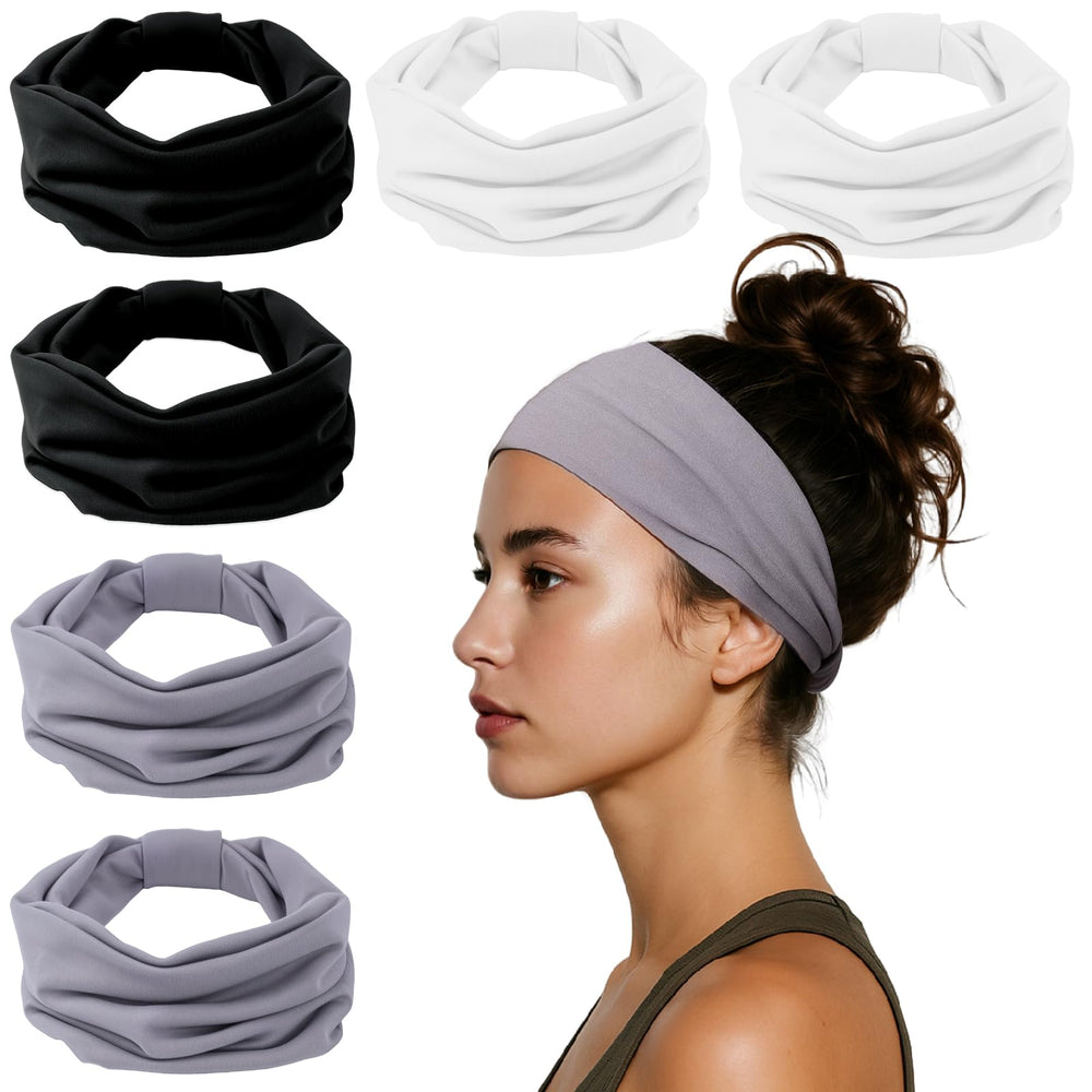 HSEM headbands-women-wide-elastic-band model wearing wide elastic band for non-slip grip during workouts